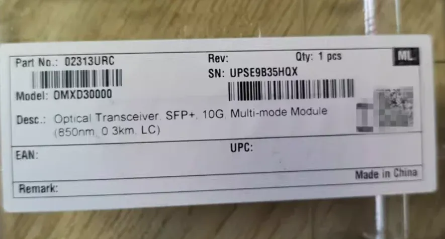 HW 02313URC OMXD30000 10GBASE-SR SFP+ Transceiver Module
