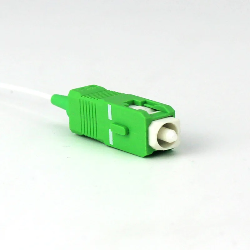 PLC 1x8 Mini Steel Tube Fiber Optic Splitter SC/APC 0.9mm Singlemode Pigtail Type