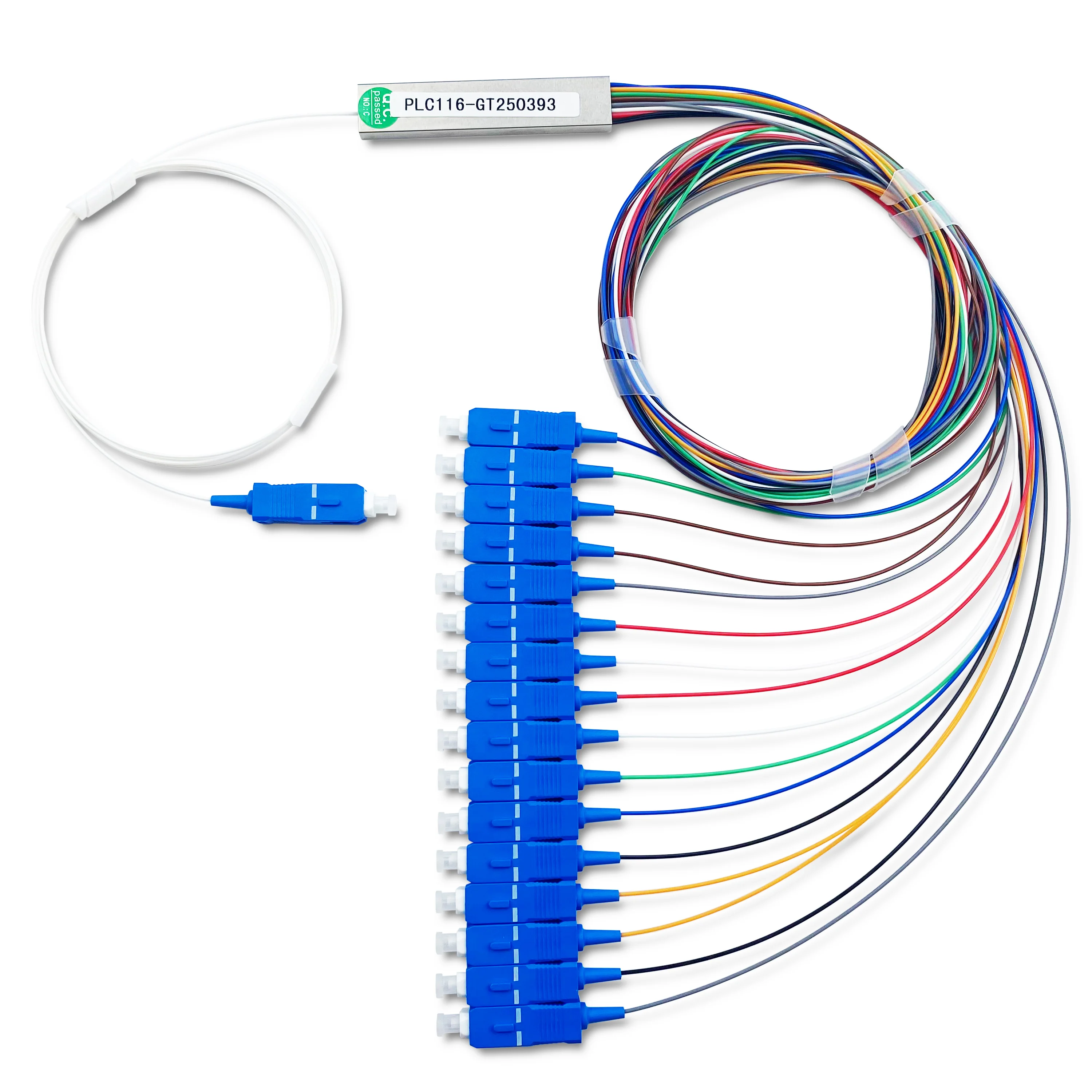 FTTH Fiber Optic 1*2 1*4 1*8 1*16 1*32 1*64 Optical Fiber PLC Splitter with SC Connectors