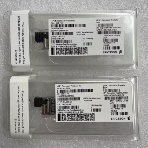 70/1 and RDH 102 70/2 Paired Single Fiber Optical Module 10GBASE-BX20-U/D SFP+