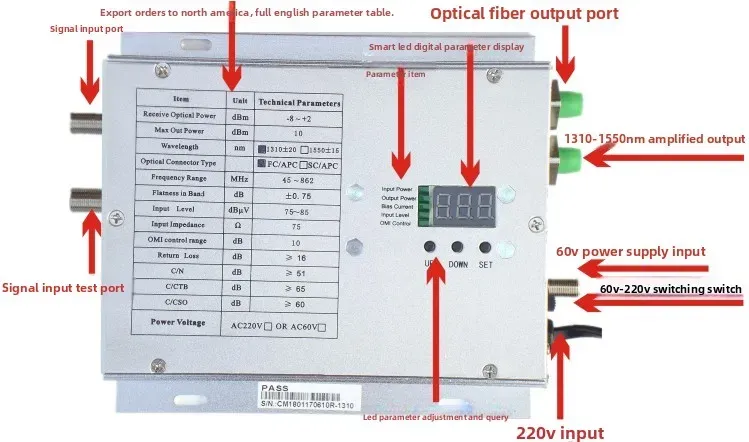 1310/1550nm Cable Digital TV Fiber Optic Transmitter CATV HD Digital DTMB China-boxintelecom