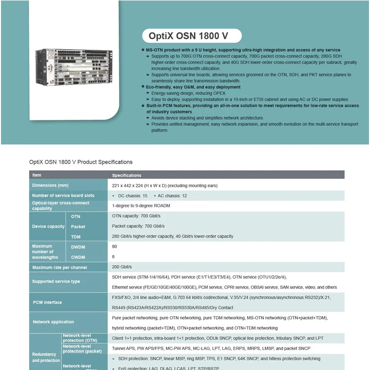 OPTI X OSN 1800 Product Telecommunication Equipment