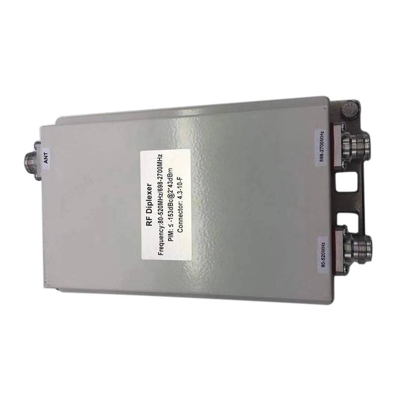Low PIM RF Passive Cavity Diplexer Duplexer Combiner with 80-520MHz/694-2700MHz -153dBc 43