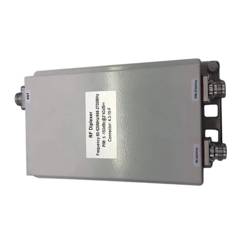 Low PIM RF Passive Cavity Diplexer Duplexer Combiner with 80-520MHz/694-2700MHz -153dBc 43