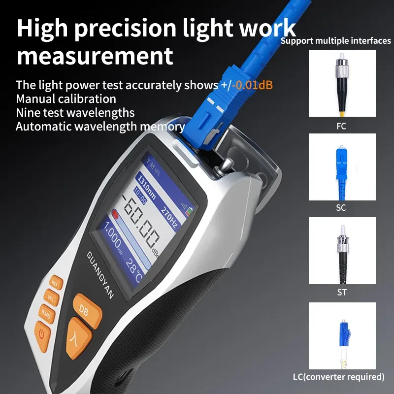 GUANGYAN Y9 Handheld 5 In1 Fiber Optical Power Meter VFL Multifunction Wavelengths All-in-