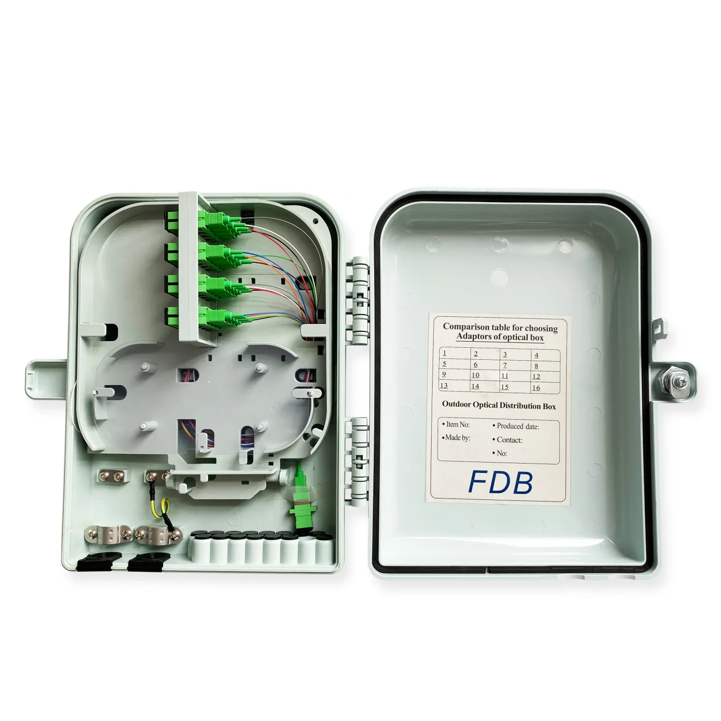 Wall Mount 4 8 12 16 24 Core Fiber Optic Termination Box Splitter Indoor/Outdoor FTTH with