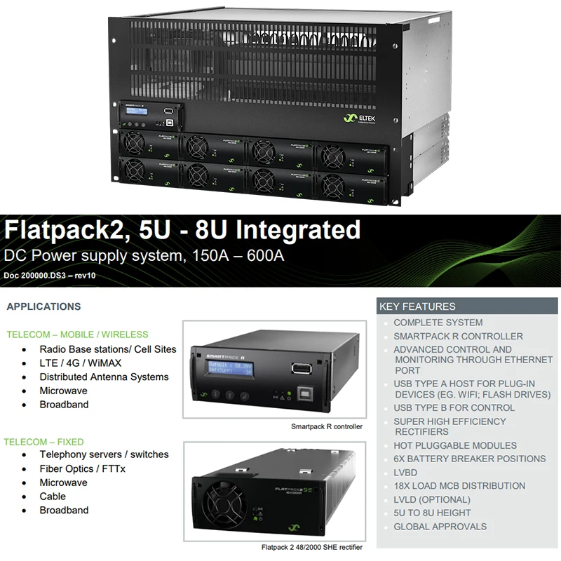Eltek 19inch 4U Distribution Flatpack2 24v/48v/24KW Integrated Embedded DC Power System-boxintelecom