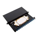 Boxin JZ-1821 24-Drawer 1U Fiber Optic Patch Panel 4-in-12-out Black FTTH/FTTB/FTTX Networ