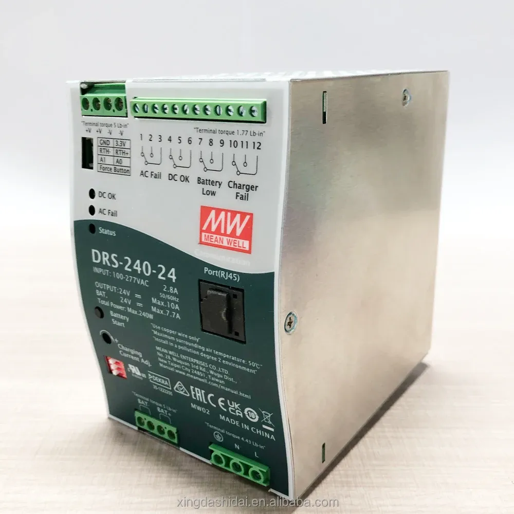 Factory Price SMPS Mean Well DRS-240-24 240W 24V 7.7A AC-DC Din Rail All-In-One Intelligent Security Power Supply-boxintelecom