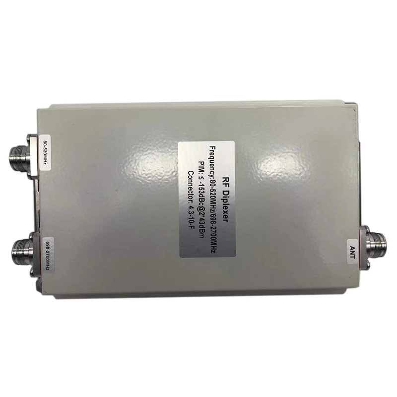 Low PIM RF Passive Cavity Diplexer Duplexer Combiner with 80-520MHz/694-2700MHz -153dBc 43