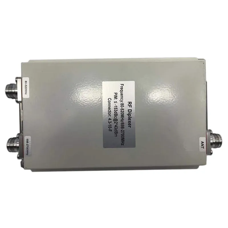 Low PIM RF Passive Cavity Diplexer Duplexer Combiner with 80-520MHz/694-2700MHz -153dBc 43