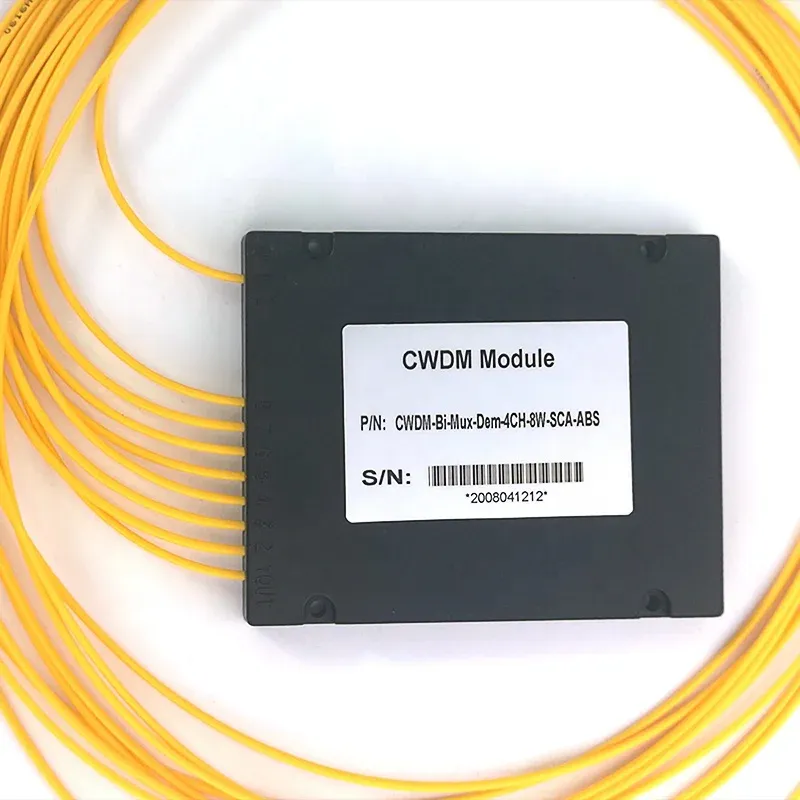 Black ABS 4CH BIDI CWDM Mux Demux System 5G 1470-1610nm Wavelength Yellow SC/APC Connector 1m/Customizable Fiber Cable for FTTx-boxintelecom
