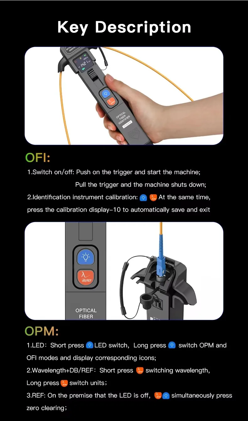 KFl-35 Metal Material Optical Fiber signal Identifier Live Fiber Identifier Detector Fiber Traffic Tester