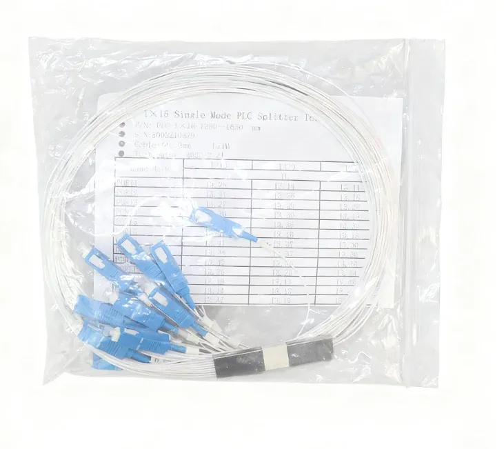 PLC 1x16 Mini Steel Tube Fiber Optic Splitter SC/UPC 0.9mm Singlemode Telecom-Grade