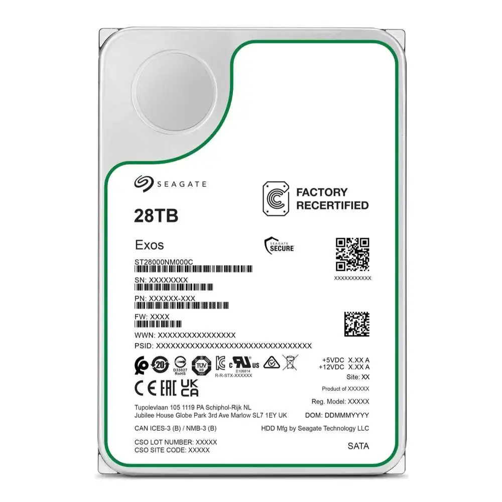 ST Recertified Exos X 28TB ST28000NM000C 3.5 HDD SATA 6Gb/s Internal Hard Drive CMR 7200 RPM 512MB Cache-boxintelecom