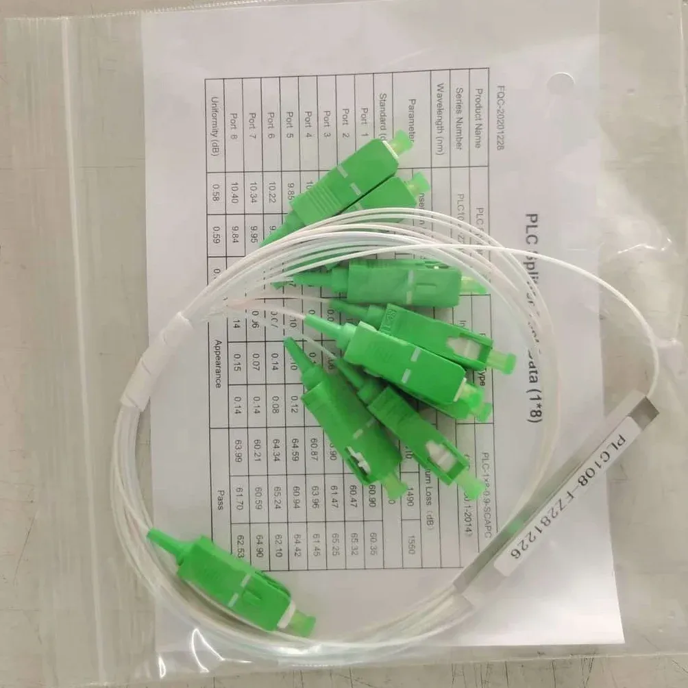 Fiber Optic Plc Splitter 1x8 PLC Fiber Splitter Mini Steel Tube  Module SC/APC Plc Splitter-boxintelecom