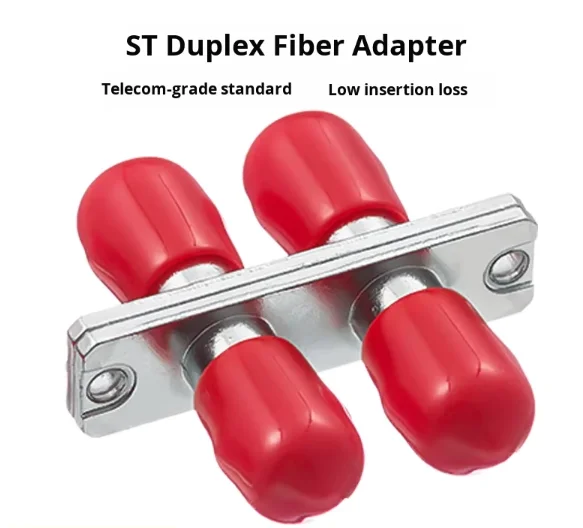 Optical Dual Fiber Adapter Flange ST Dual Core Metal OTDR Compatible Fiber Coupler Flange 