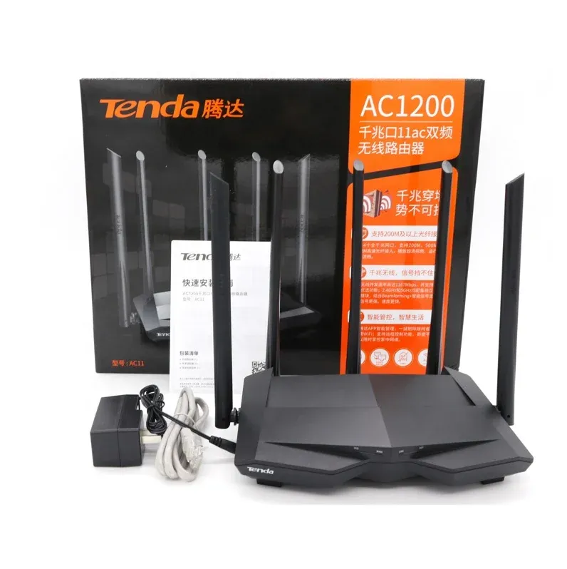 Tenda AC11 Gigabit Wifi Router 1200Mbps Wifi Repeater Dual Band 2.4G/5G 1 WAN+3 LAN Gigabit Ports 5*6 Dbi Gain Antenna 1GHz CPU-boxintelecom