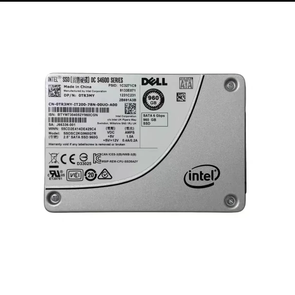 Used Portable Hard Drive of dell Edition for Intel DC S4500 960G SATA3 OEM SSD