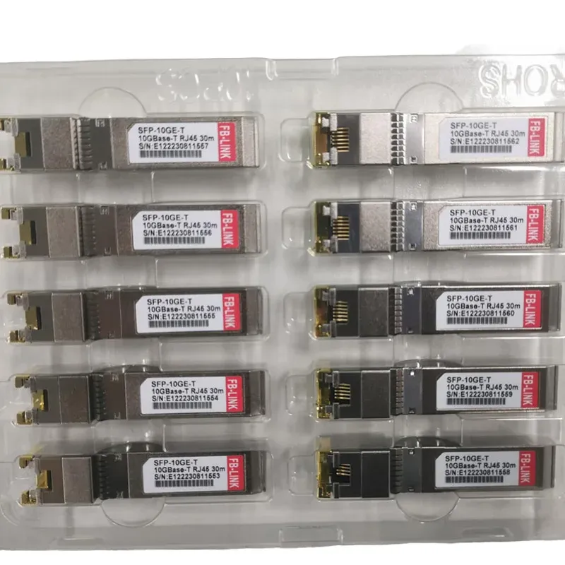 FB-LINK 10GBase-T RJ45 SFP Module Gold Contact 10G Copper Ethernet Transceiver Hot Plug Durable Highly Compatible 30-Meter-boxintelecom
