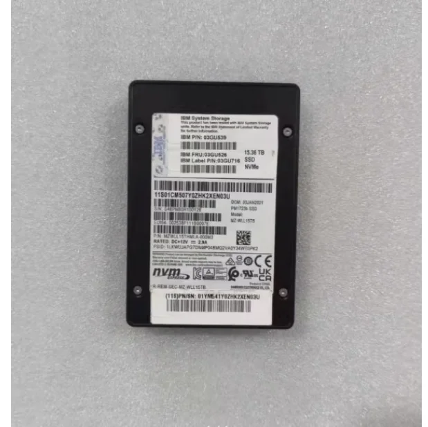 03GU539 03GU526 Compatible with PM1723B Enterprise NVMe SSD 15.36TB U.2 Hard Drive