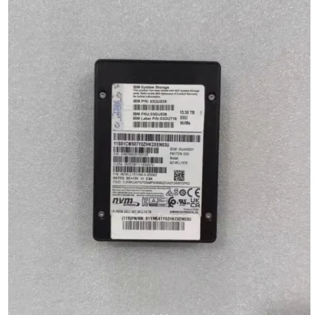 03GU539 03GU526 Compatible with PM1723B Enterprise NVMe SSD 15.36TB U.2 Hard Drive
