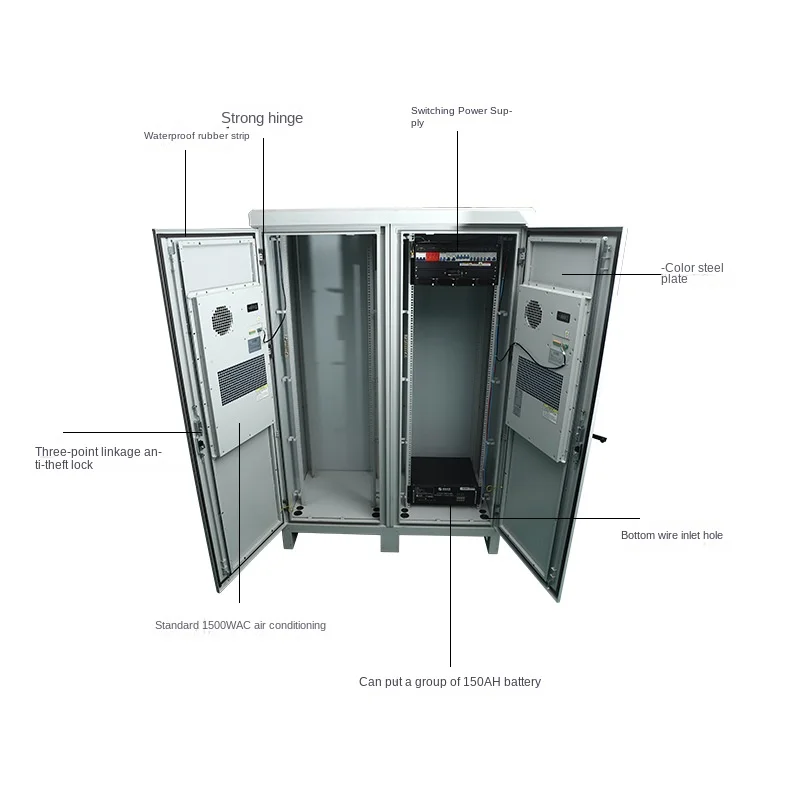 Custom 40U IP65 Outdoor Telecom Cabinet Factory Stainless Steel Electronics & Instrument Enclosure Air Conditioner Communication-boxintelecom