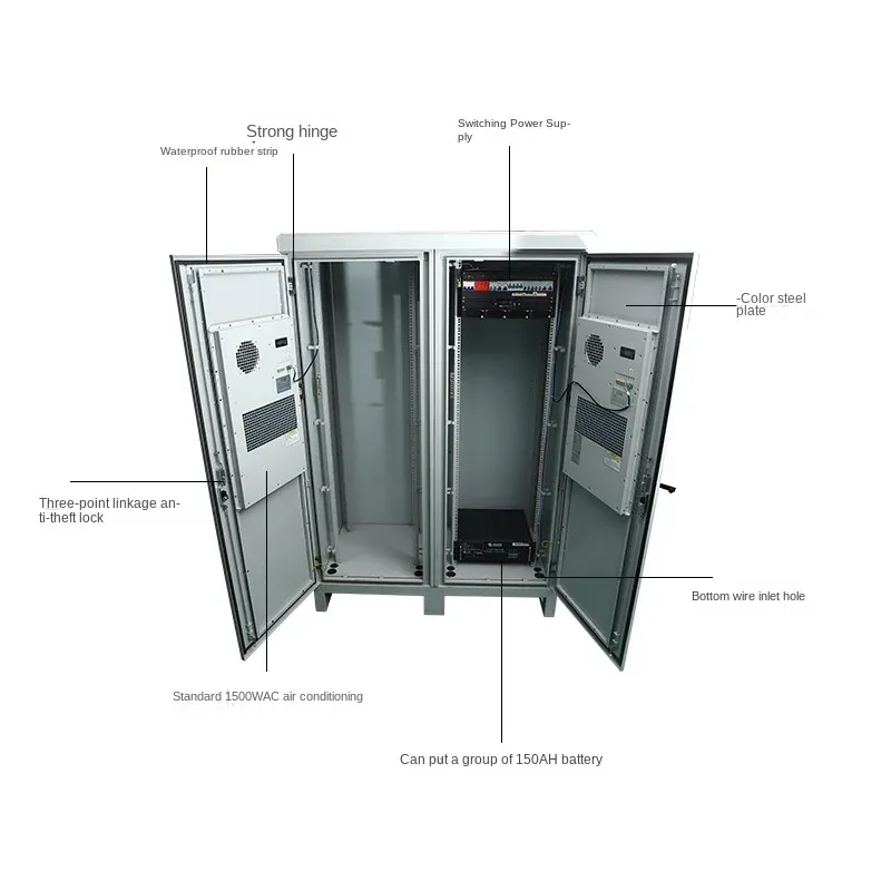 Custom 40U IP65 Outdoor Telecom Cabinet Factory Stainless Steel Electronics & Instrument Enclosure Air Conditioner Communication-boxintelecom