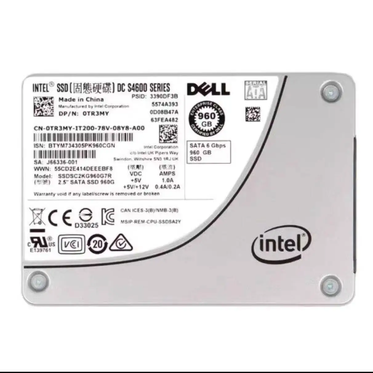 Used Portable Hard Drive of dell Edition for Intel DC S4500 960G SATA3 OEM SSD
