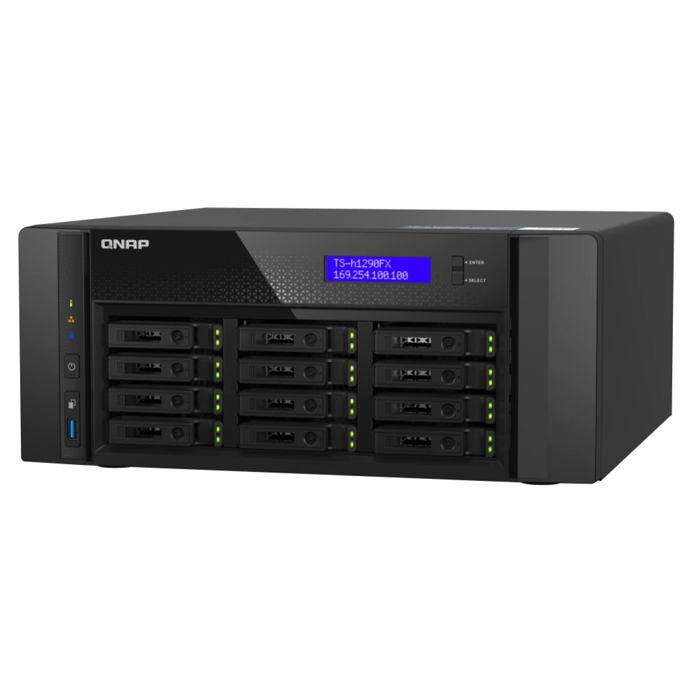Innovative Product Design Desktop 12-bay U.2 NVMe/SATA All-flash QNAP TS-h1290FX NAS Server Storage 1