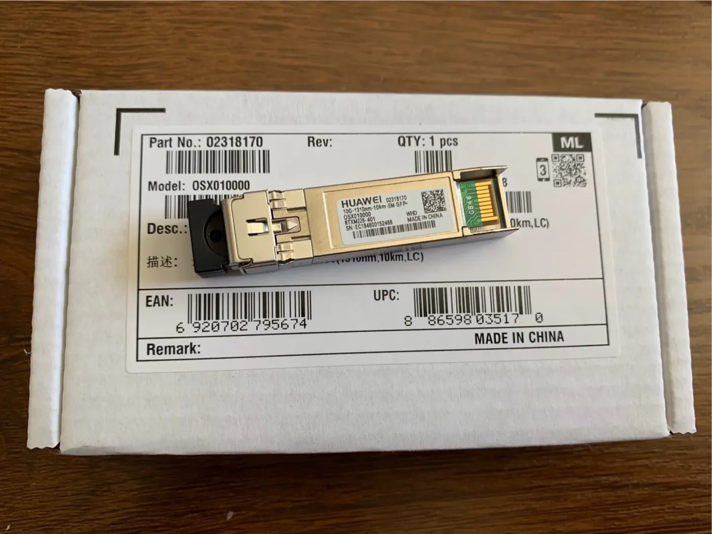 In Stock Original SFP+ 10G Single Model Module 1310NM 10KM LC 02318170 OSX010000-boxintelecom