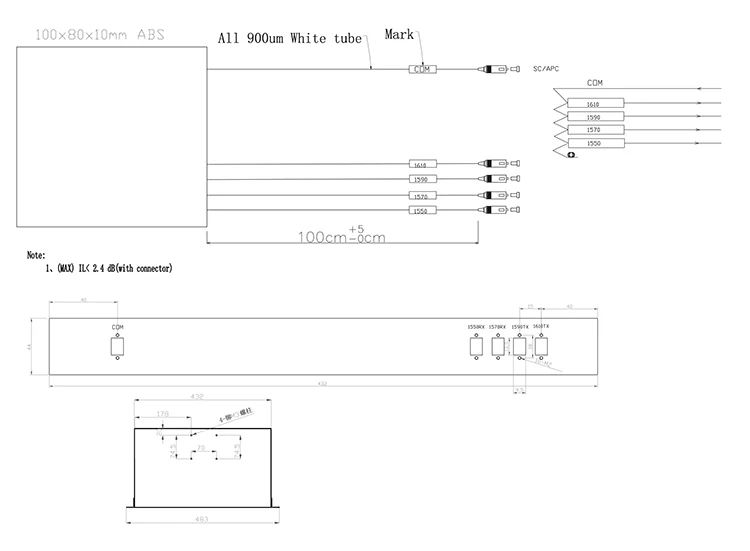 1U Rack Mount 4-Channel Fiber Optic CWDM MUX DEMUX with SCAPC Adaptor 1550 & 1610nm for Optical Network Equipment