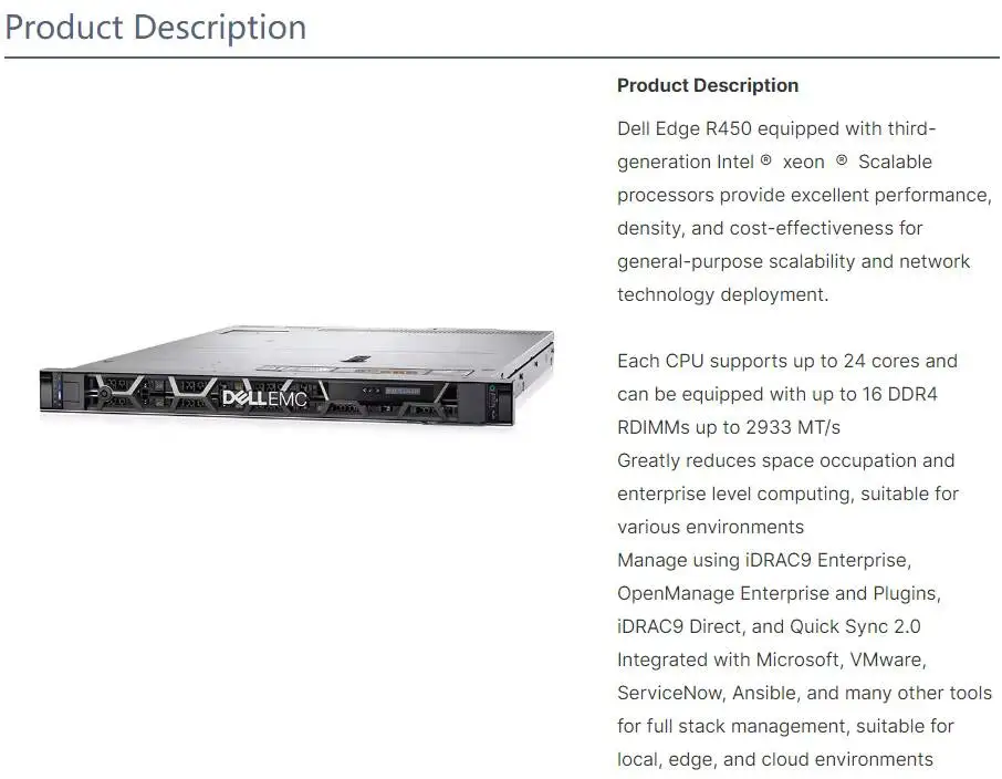 New Original for Dell Power Edge 1U Rack Server Models R250 R350 R450 R360 R650 R650XS R660 R660XS R6615 R6625 Stock Used Condit 0