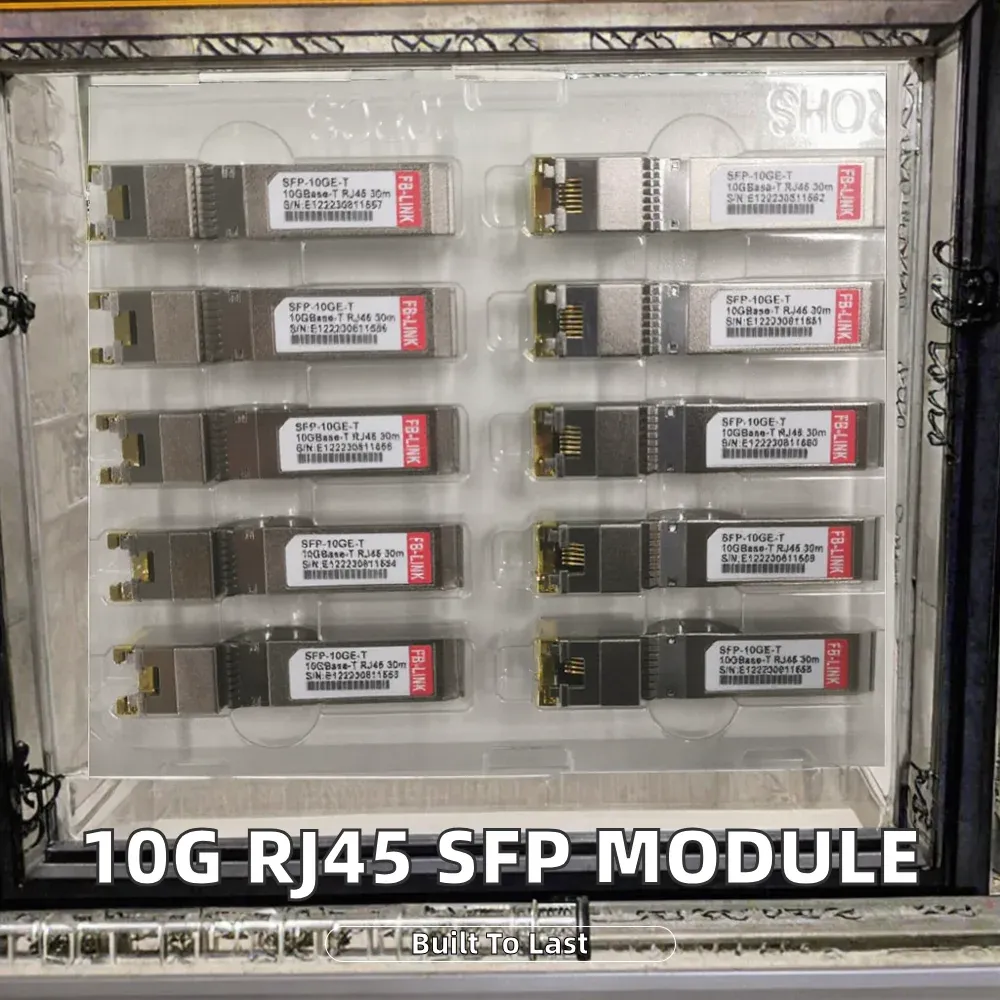 FB-LINK 10GBase-T RJ45 SFP Module Gold Contact 10G Copper Ethernet Transceiver Hot Plug Durable Highly Compatible 30-Meter-boxintelecom