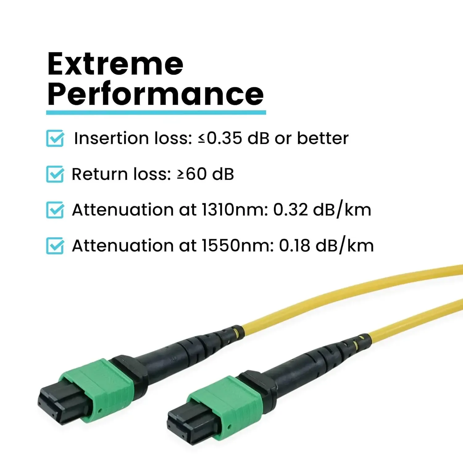 High-Performance MPO/MTP Patch Cord 8 Core OS2 Singlemode G657A1 Fiber LSZH Low Loss IL0.3