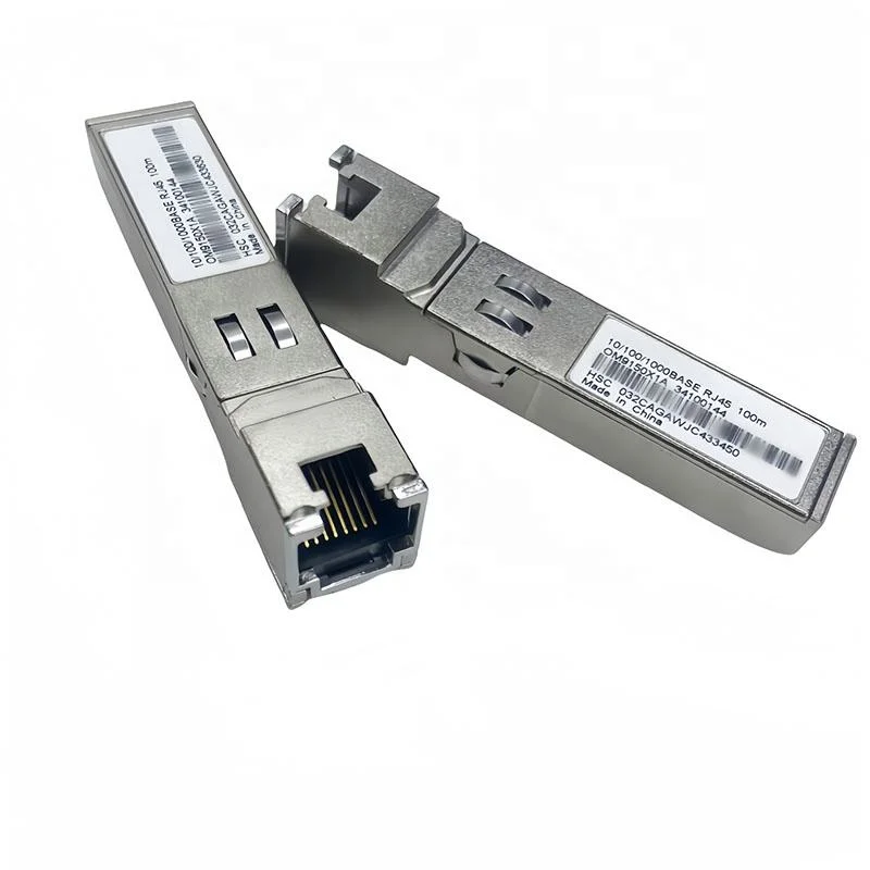 High Quality 1.25G 30m/100m Copper SFP Module 100/1000/10000Mbps Wireless Lan RJ45 Network Fiber Optic Transceiver DC 12V Power-boxintelecom
