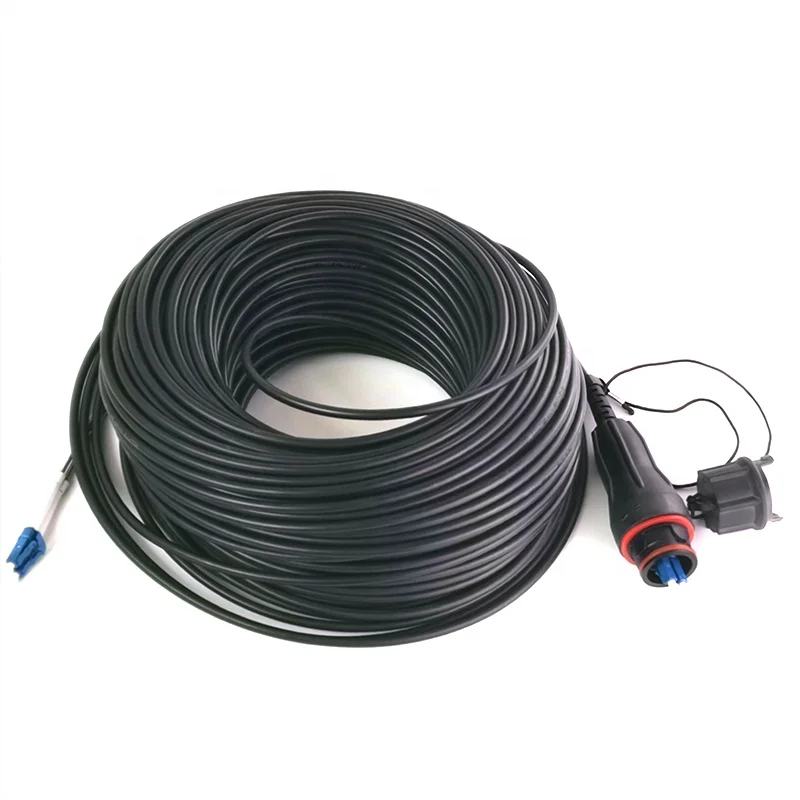 LSZH LSFH 4.8mm 9/125um Black Jacket Armed Outdoor Duplex SM Optical Fiber Cable with IP Fullax LC UPC Connector-boxintelecom