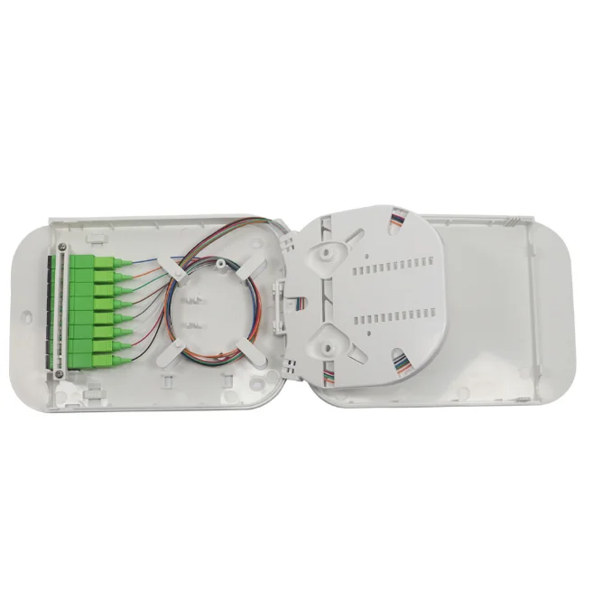 8 Ports Indoor Mini FTTH Fiber Optic Distribution Box, IP54 ABS/PC Wall or Pole Mounted Fiber Terminal Box for FTTx Networks-boxintelecom