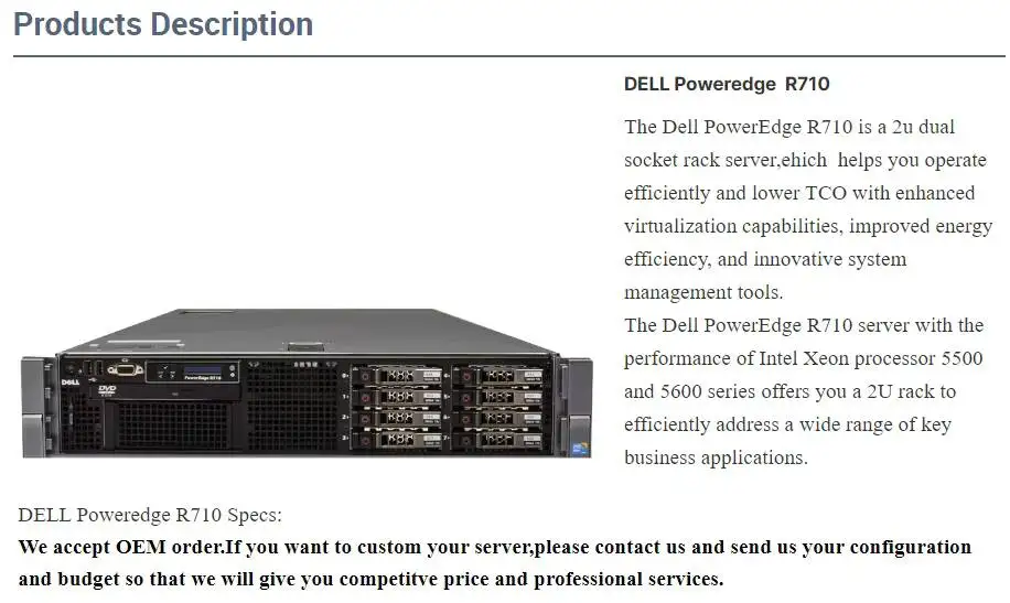 Used Brand New R760 R630 R710 R730 R740 R740rx R6515 R750 R720 R930 R7615 R320 Dells Power Edge R750xs Server 0