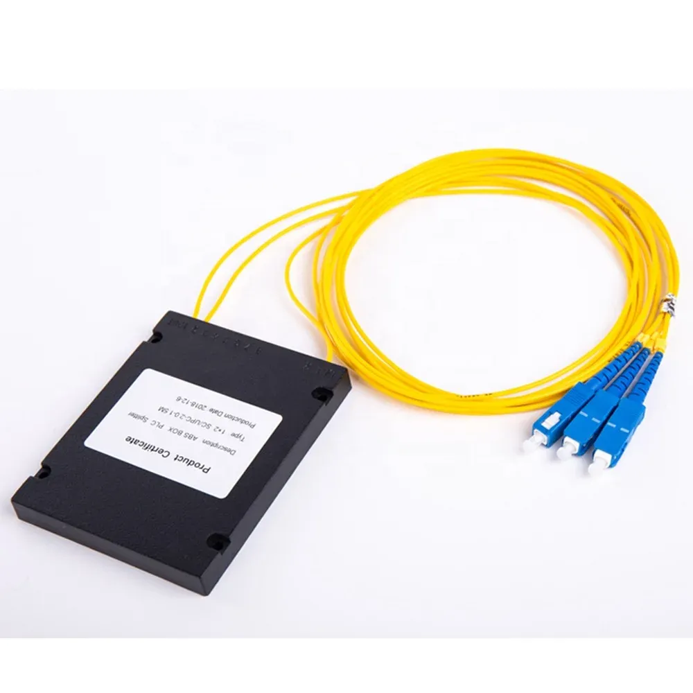 Fiber Optical PLC Splitters 1*2 Way ABS Box SC/UPC Fiber Optic Splitter FTTH GPON EPON
