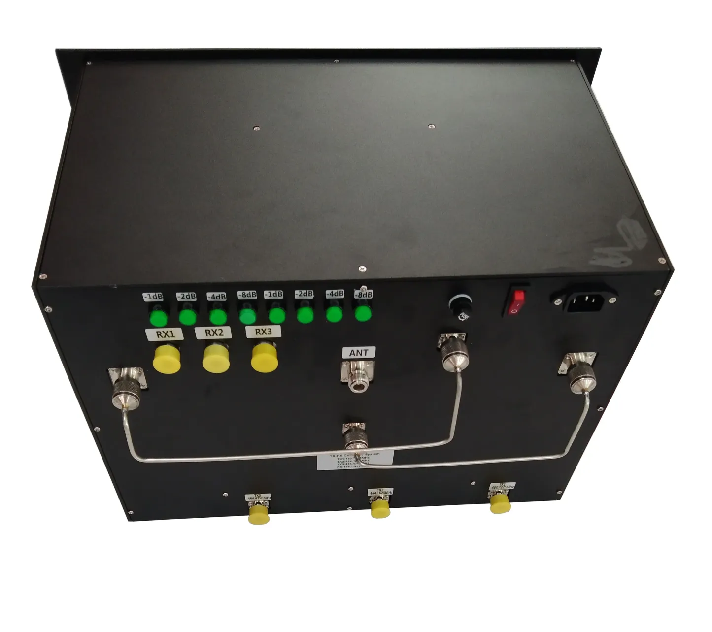 UHF 2 channel transmitter receiver multicoupler tx rx combiner system,TX1 463.3375MHz TX2 