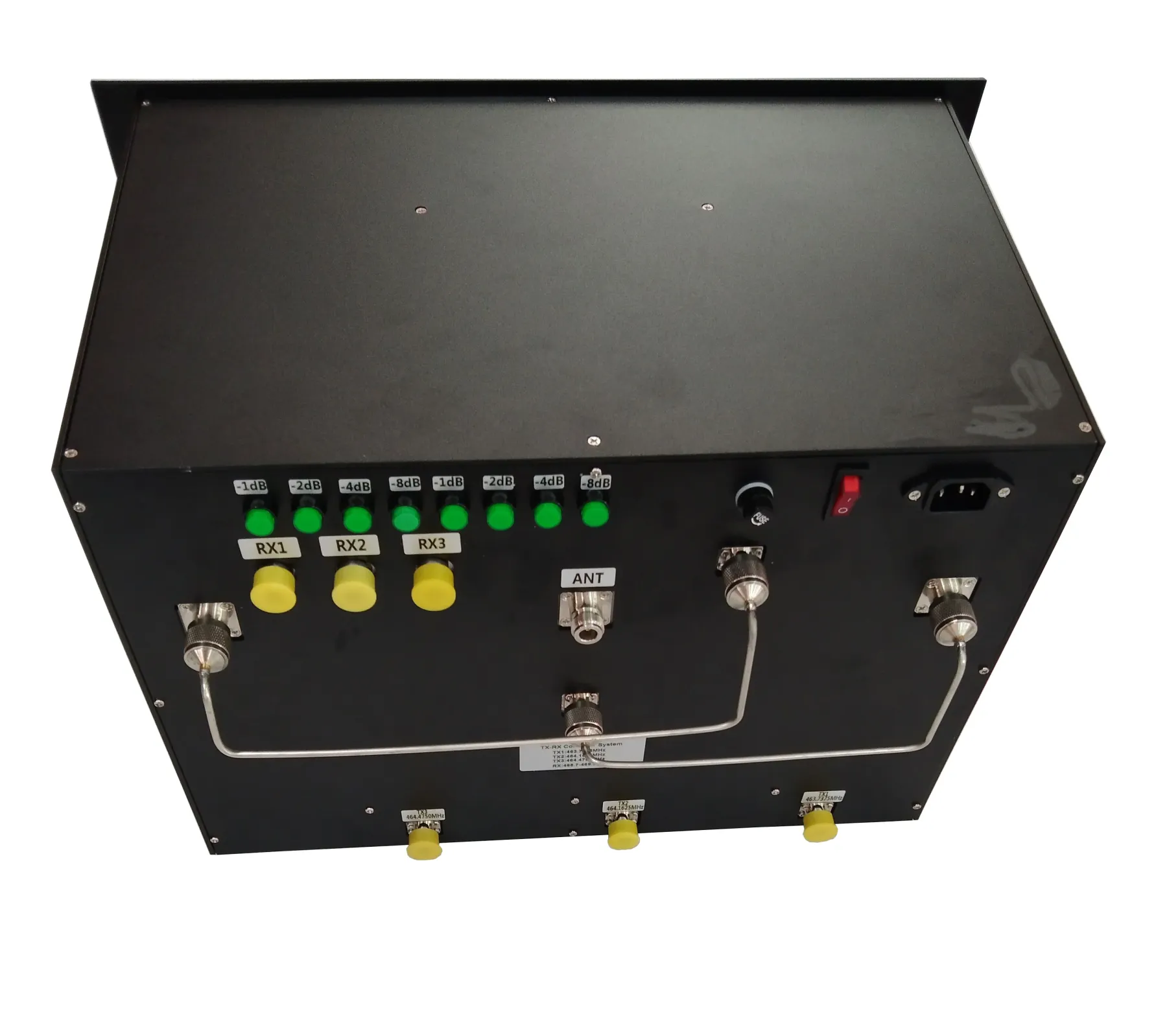 UHF 2 channel transmitter receiver multicoupler tx rx combiner system,TX1 463.3375MHz TX2 