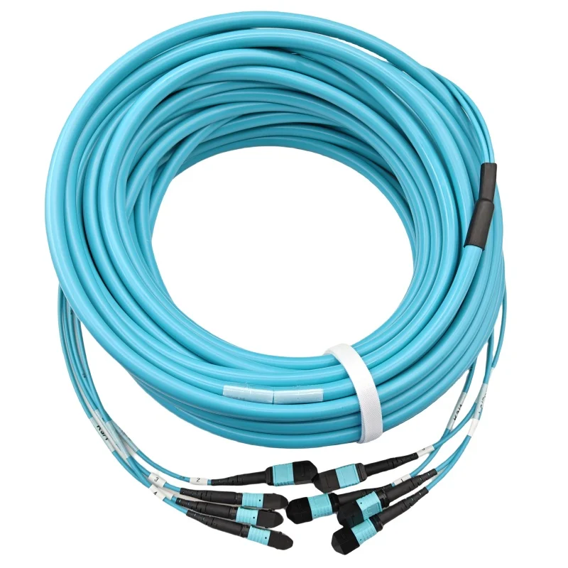 Hot sale 1m 5m 20m MPO Trunk Cable to MPO-12 UPC Male 48 Fibers Multimode OM4 Plenum OFNP Type B Double Jacket-boxintelecom