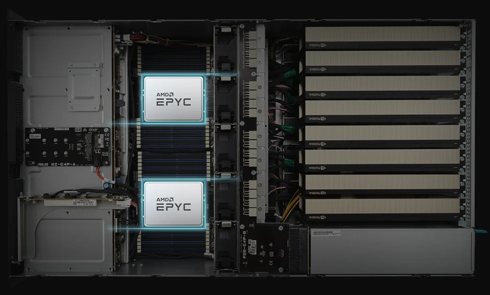 Stock Used ESC8000A-E11 with AMD EPYC Processor 4U Dual-socket GPU Server Featuring Eight Dual-slot GPUs 3