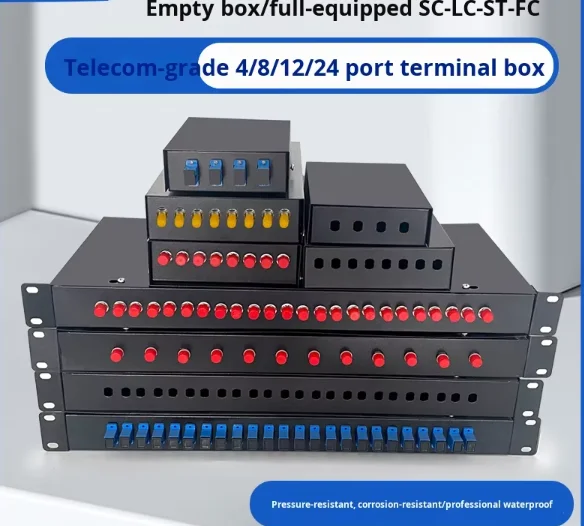 4/8/12/24 Port SC Fiber Optic Terminal Box Full Set Splice Box with Pigtail and Flange for
