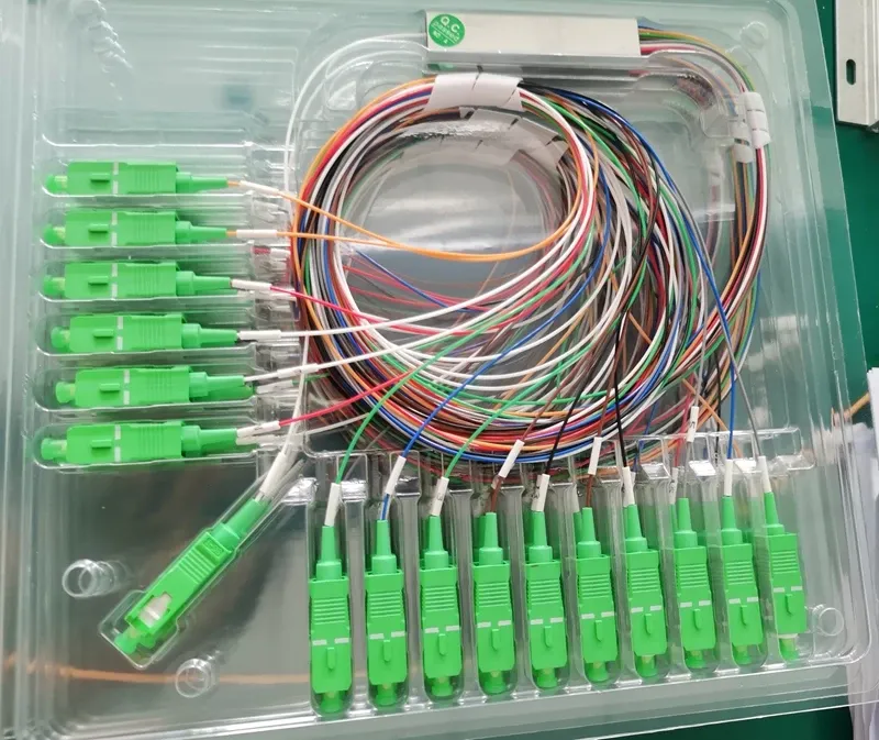 PON or CATV 1m Mini Format Fiber Optic Mini Stainless Steel Tube PLC Splitter 1x16with SC/APC Connectors Fiber Splitter-boxintelecom