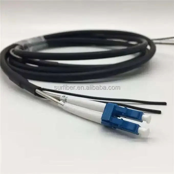 Waterproof 4 Fiber LC LC Armored 2-Core Outdoor Patch Cord 7.0mm 2 Core Armoured Breakout 