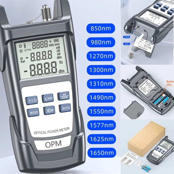 New Model Mini Opm  10 850-1650  Wavelngth Handheld Fiber Optic Power Meter -70+10dBm Optical