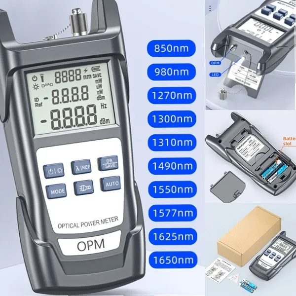New Model Mini Opm  10 850-1650  Wavelngth Handheld Fiber Optic Power Meter -70+10dBm Optical