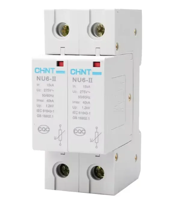 NU6-II 100KA/4P Surge Protection Device 385V AC 4 Pole Lightning Protector DIN Rail Mount